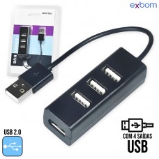 Hub USB 2.0 4 Portas Slim Exbom
